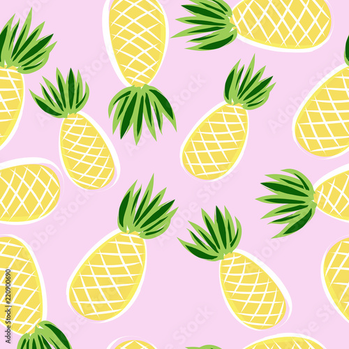 Pineapple fruit seamless pattern vector illustration