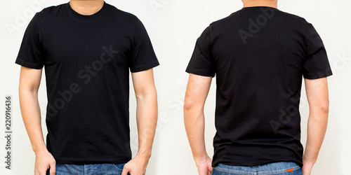 Black T-Shirt front and back, Mock up template for design print