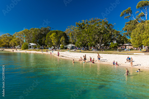 BRIBIE ISLAND, AUS - SEPT 1 2018: Beach near the Bongaree jetty on west side of Bribie Island, Queensland, Australia