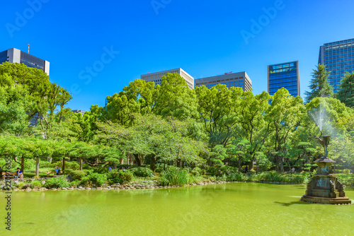 View of the Hibiya Park in Tokyo, Japan. 