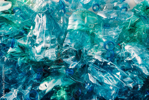 Crushed plastic bottles heap