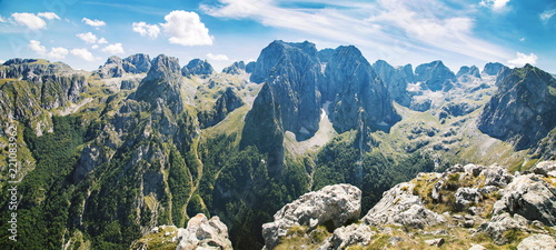 panorama of mountains in national park Prokletije in Montenegro