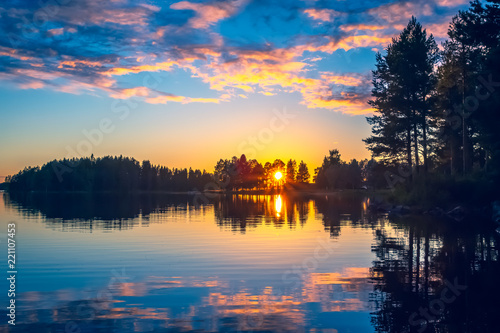 Summer night sunset from Sotkamo, Finland.