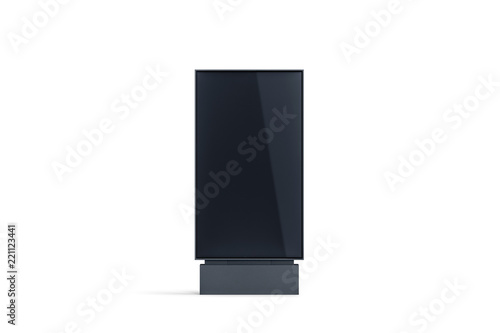 Blank black pylon display mock up, front view, isolated, 3d rendering. Empty street poster for advertising mockup. Clear outdoor billboard banner sign template