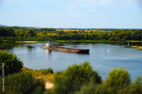barge floating on the river