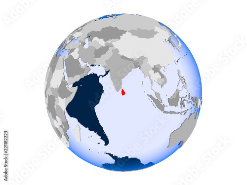 Sri Lanka on globe isolated