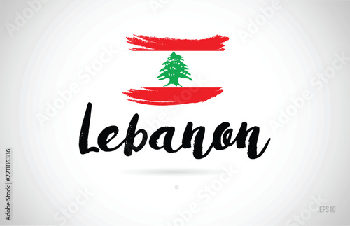 lebanon country flag concept with grunge design icon logo