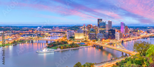 Downtown skyline of Pittsburgh, Pennsylvania at sunset