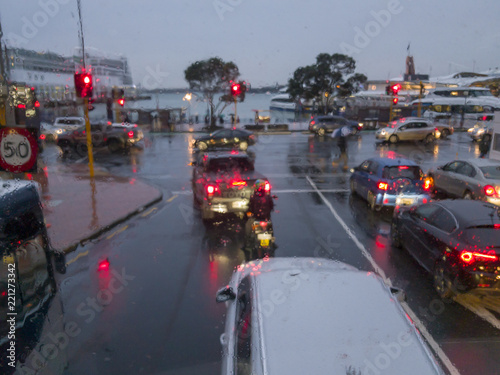 Rainy commute home in Auckland