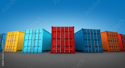 Stack of containers box, Cargo freight ship for import export 3D