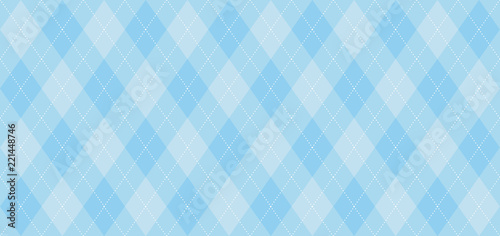 Argyle vector pattern. Light blue with thin white dotted line. Seamless geometric background for fabric, textile, men's clothing, wrapping paper. Backdrop for Little Man (baby boy) party invite card 