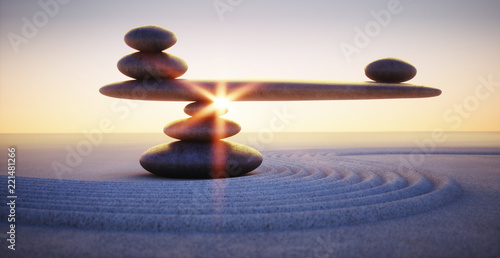 Steine in Balance - Gleichgewicht bei Sonnenaufgang