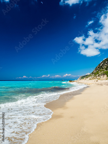 Avali beach, Lefkada island, Greece. Beautiful turquoise sea on the island of Lefkada