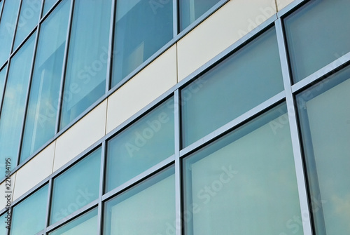 Facade of a modern glass building.