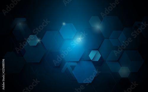 Abstract dark blue geometric hexagon Futuristic concept background