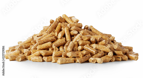 Close up on a pile of compressed wood pellets