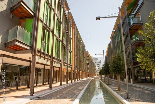 Trento, Italy MUSE residential district Le Albere, designed by the Italian architect Renzo Piano, year 2013. Le Albere is an urban expansion project of the ex-Michelin area in Trento.