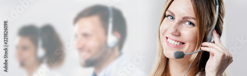 Close-up of a woman working in a call centre