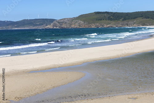 rostro beach, finisterre, praia do rostra on the coast of death (costa da morte) in galicia, spain