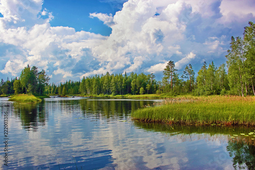 An island a lake. Suna river, Karelia