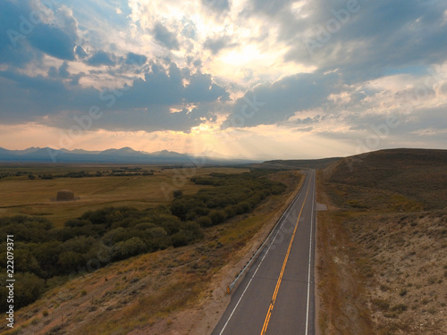 Fall road through Montana 