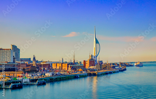 Portsmouth, England, June 2018, Portsmouth port in the late evening