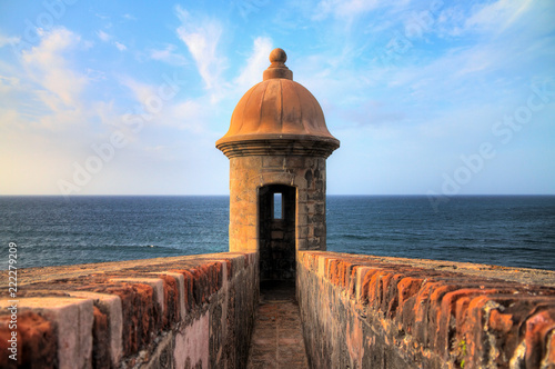 Beautiful sentry box (Guerite) at Fort San Cristobal in San Juan, Puerto Rico 