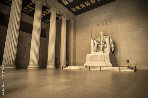 Statue of Abraham Lincoln Memorial on the National Mall in Washington DC USA