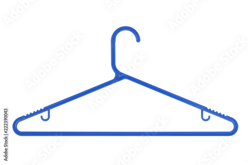 Blue plastic coat hanger isolated on a white background