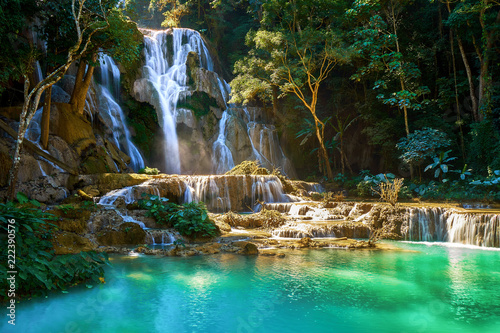 Beautiful Kuang Si Waterfall in Laos 