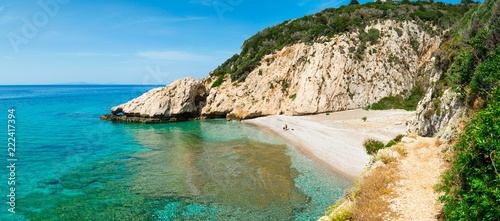 Panoramatic view to beach Mikro Seitani on the aegean island Samos 