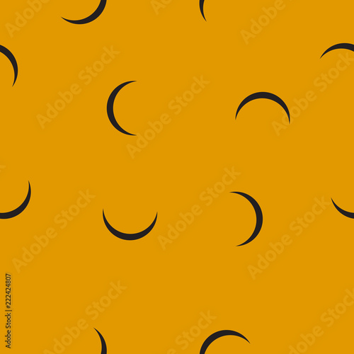 Seamless pattern black crescent on yellow, vector eps 10