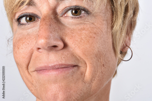 close-up of the face of a middle-aged woman