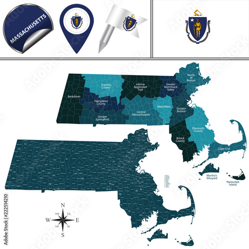 Map of Massachusetts with Regions