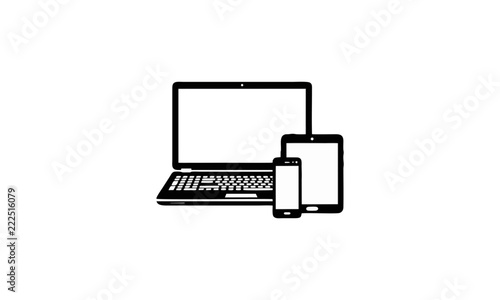 Realistic set of monitor, laptop, tablet, smartphone, mobile 