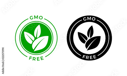 GMO free icon. Vector green non GMO label sign