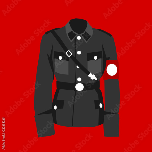 Nazi uniform - red field and historical clothes of military officer during world war two. Clothing of nazism. Vector illustration