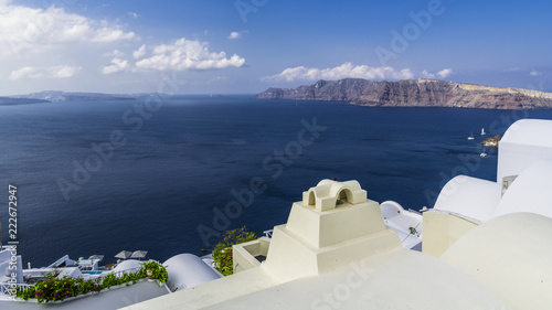 The roofs of the Greek houses in Santorini