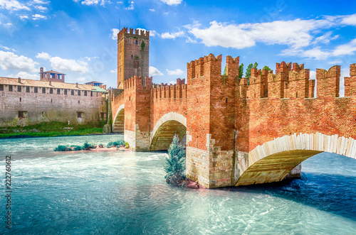 Castelvecchio Bridge, aka Scaliger Bridge in Verona, Italy