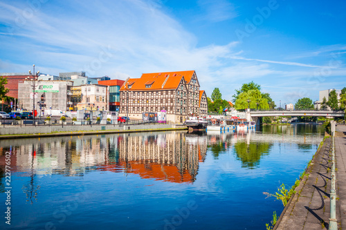  Architecture of Bydgoszcz city at Brda river in Poland. 