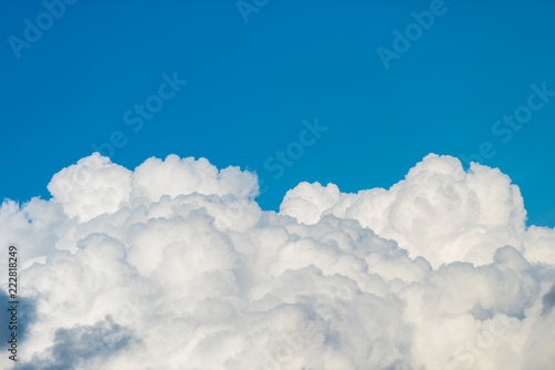 Closeup cumulus cloud with blue sky, Convectional and veretical clouds