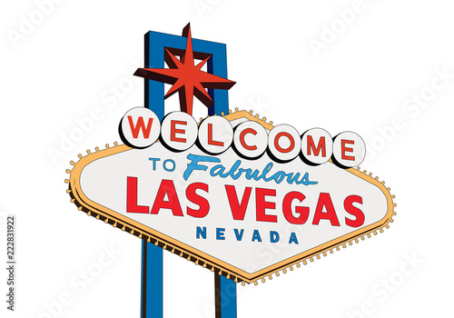 Welcome to Fabulous Las Vegas Nevada sign isolated on white vector illustration.