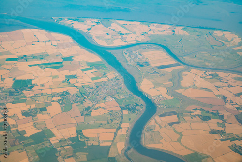 Aerial view of the beautiful landscape around Isle of Sheppy