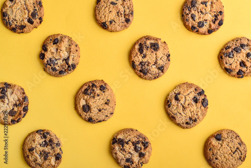 Top view of chocolate chip cookies