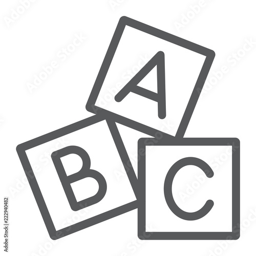 Alphabet cubes line icon, abc and toy, block sign, vector graphics, a linear pattern on a white background.