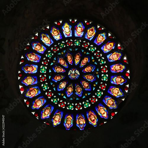 Rose window of medieval cathedral of Todi