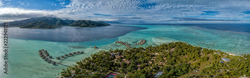 Taha island french polynesia lagoon aerial view