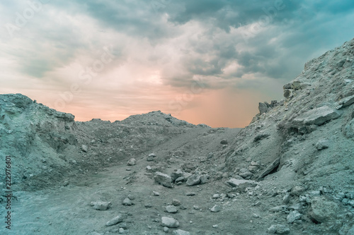 Road on the phosphate waste mountain