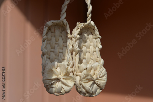 Ancient, traditional footwear of peasants in Russia - "Lapti". Children's size.