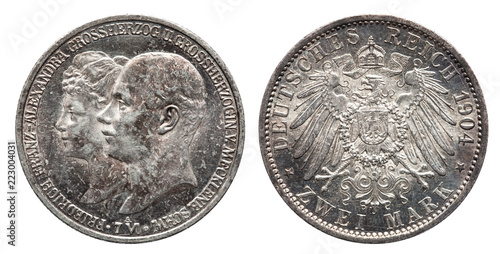 Mecklenburg Schwerin 2 Mark Silber Münze 1904